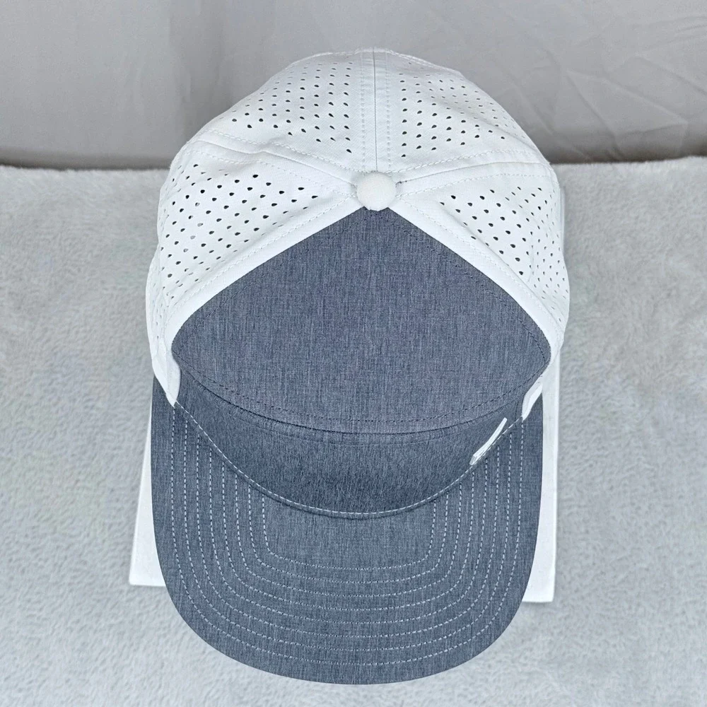 Melin Trenches Hydro Hat Mens 58cm Grey White Water Resistant Snapback Cap Golf